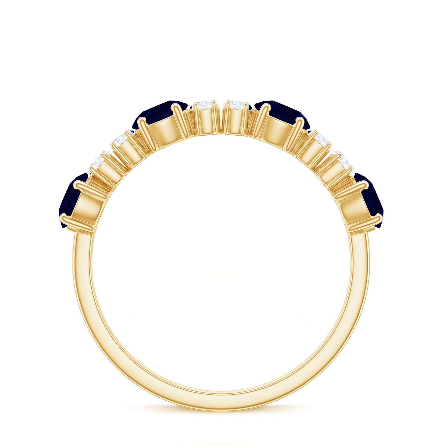 Real Blue Sapphire and Diamond Eternity Ring