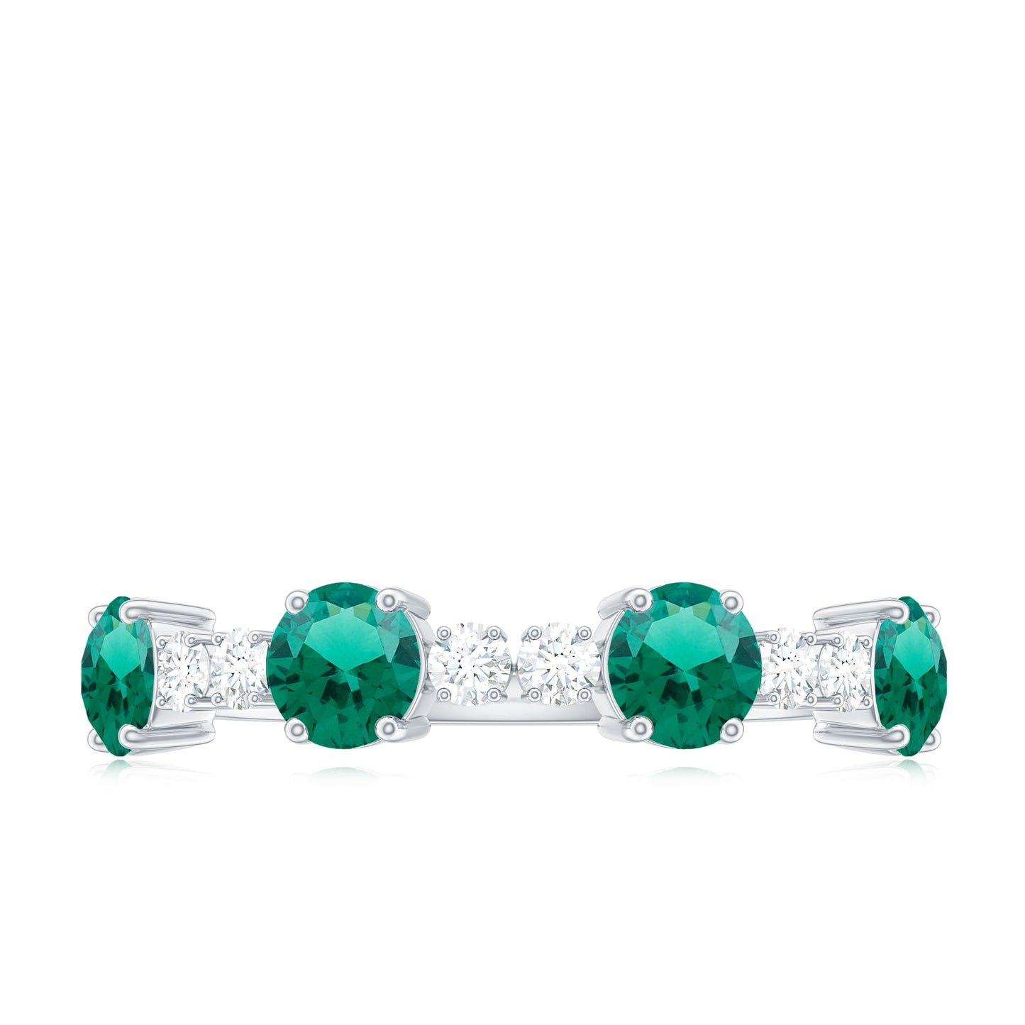 Certified Lab Grown Emerald Diamond Half Eternity Ring in Prong Set