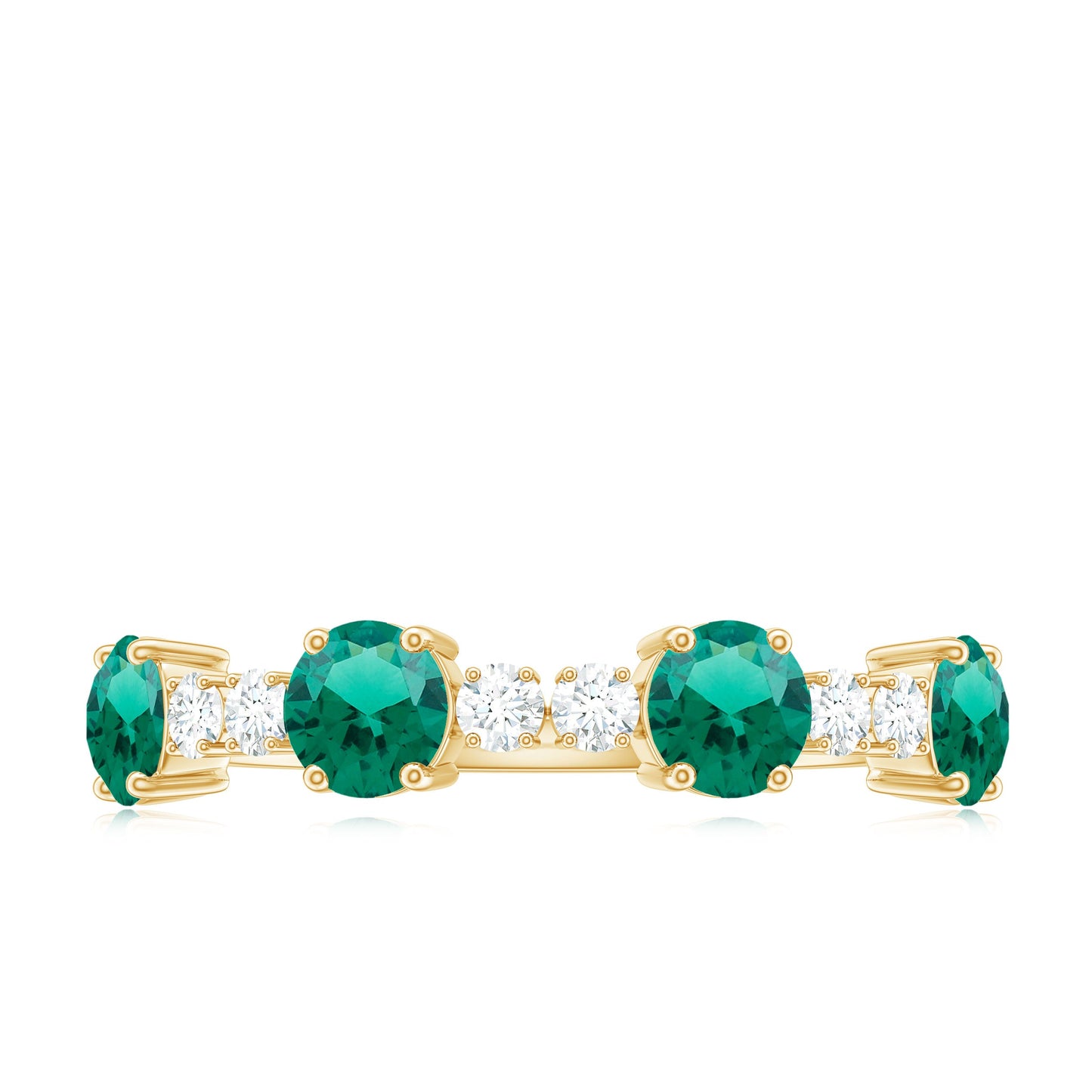 Certified Lab Grown Emerald Diamond Half Eternity Ring in Prong Set