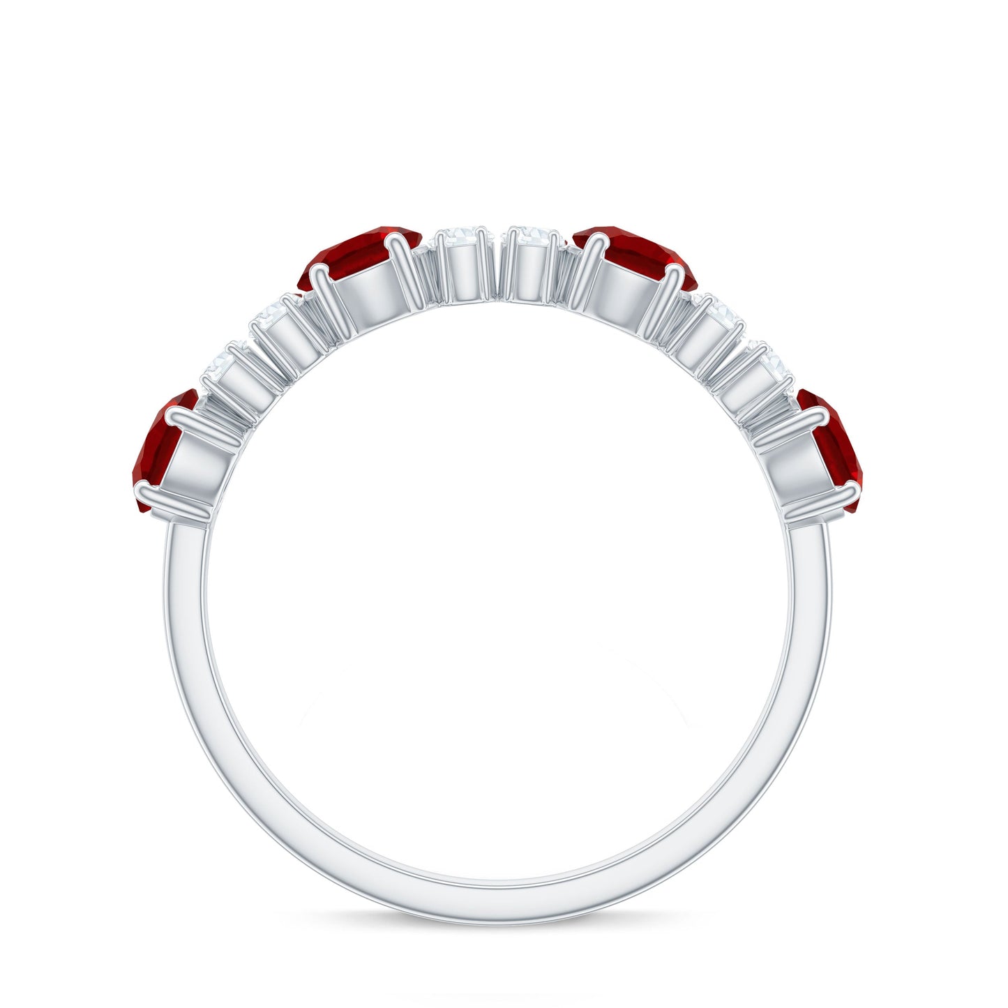 Certified Lab Grown Ruby Half Eternity Ring with Diamond