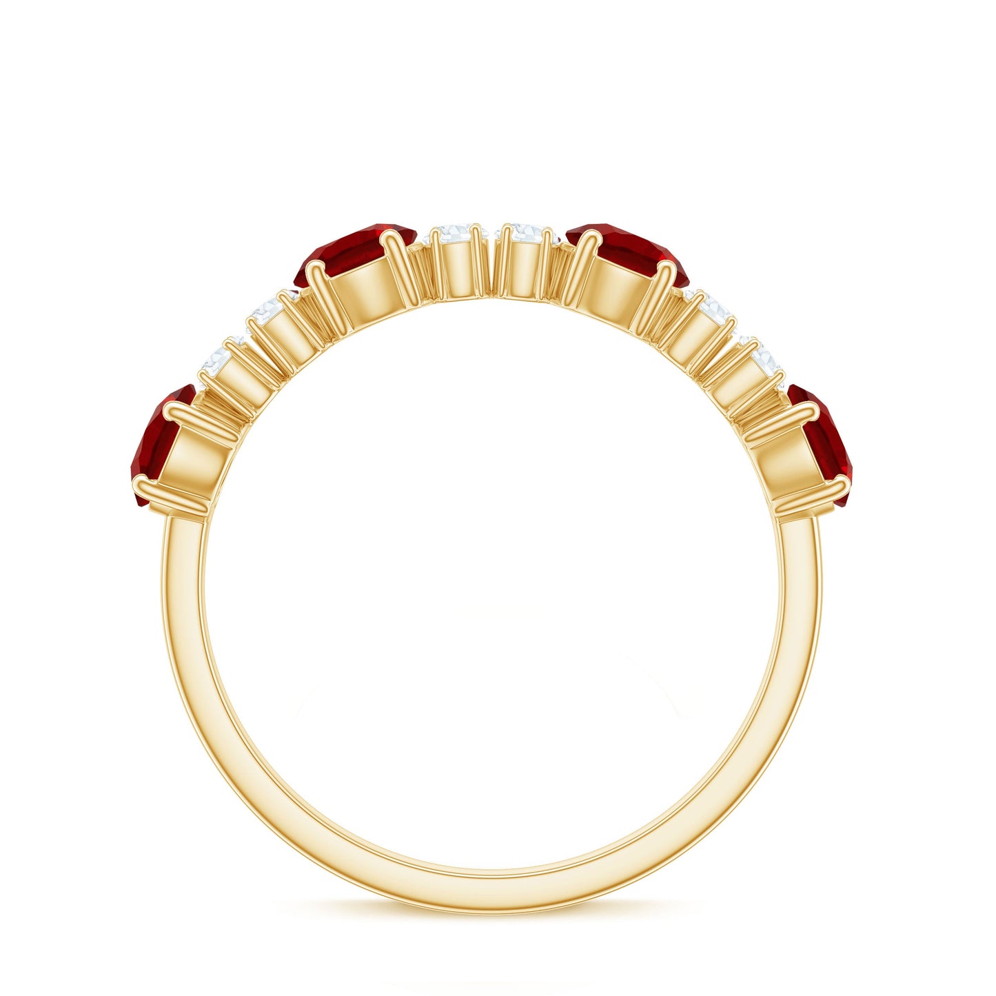 Certified Lab Grown Ruby Half Eternity Ring with Diamond