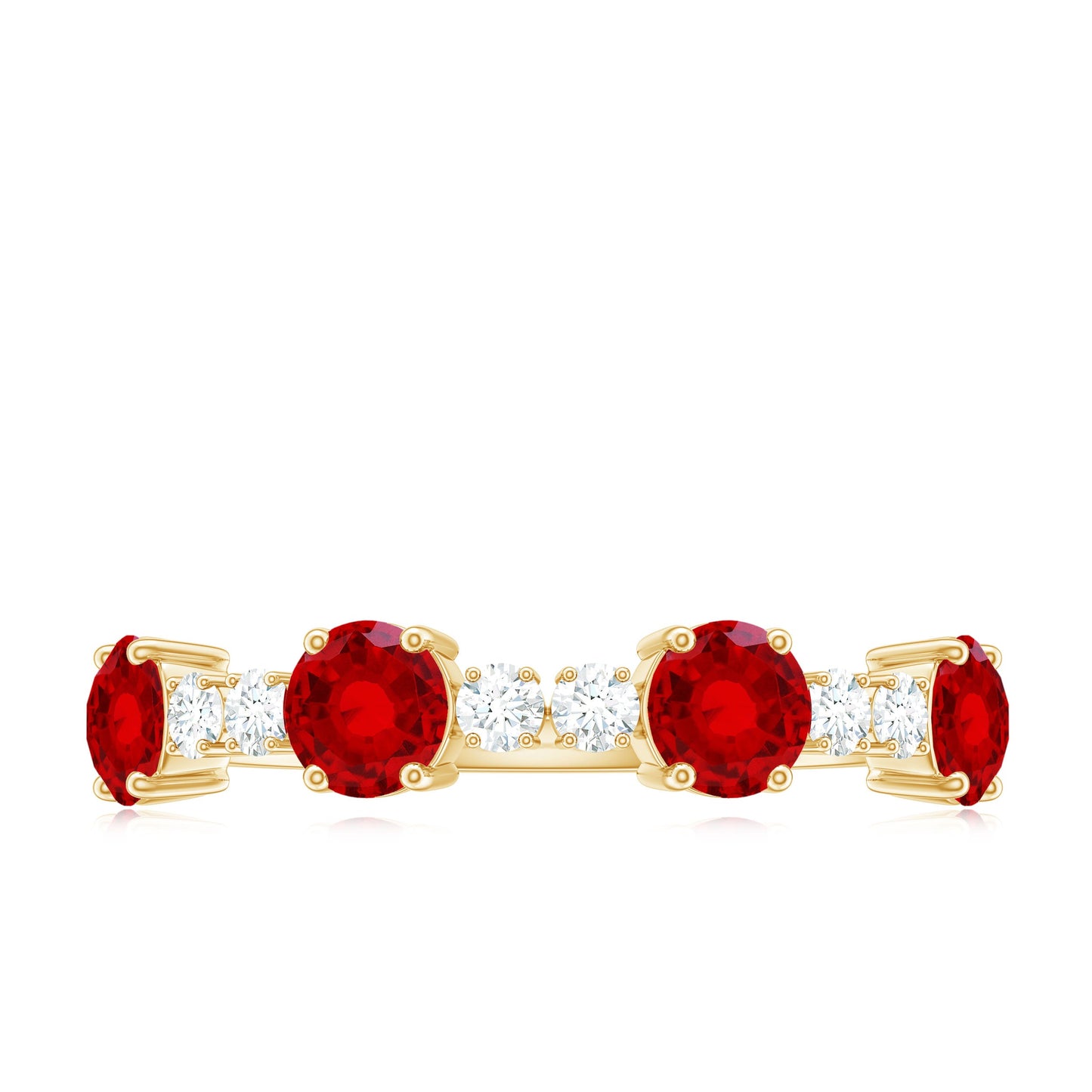 Certified Lab Grown Ruby Half Eternity Ring with Diamond