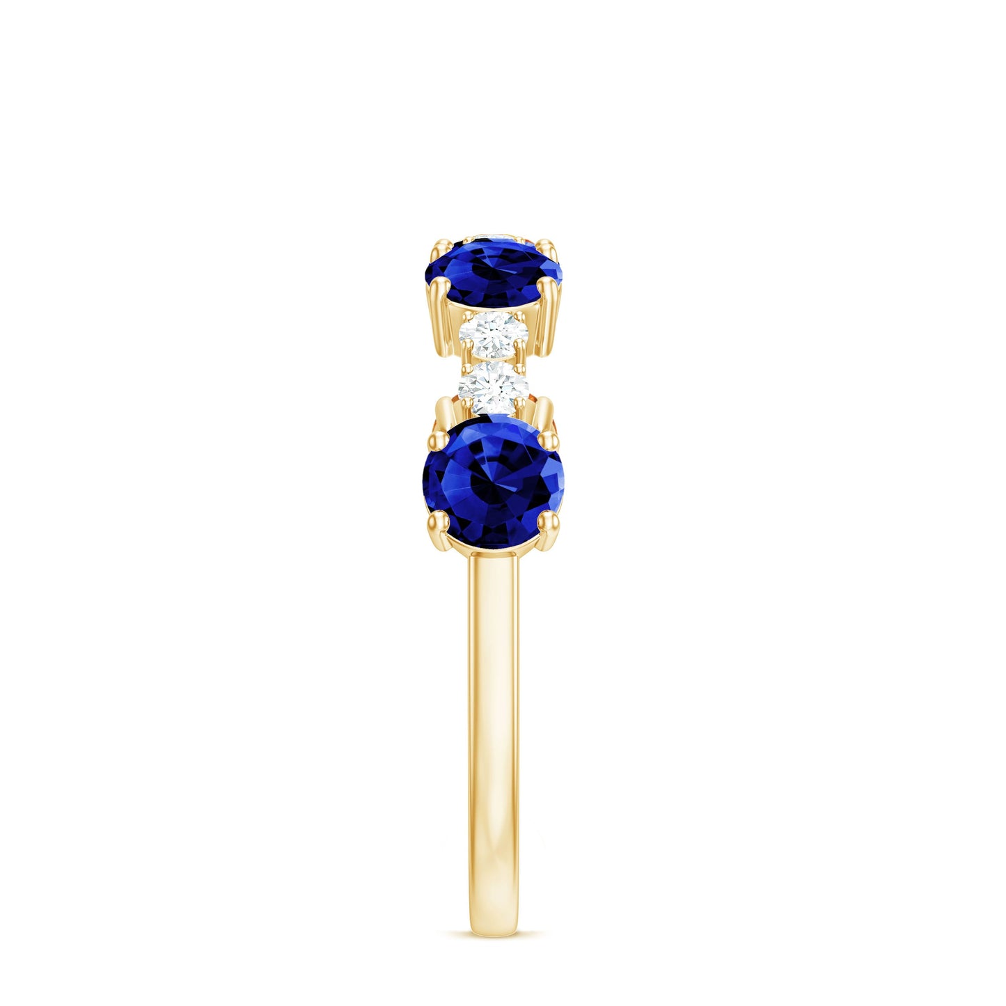Certified Lab Grown Blue Sapphire Half Eternity Anniversary Ring with Diamond