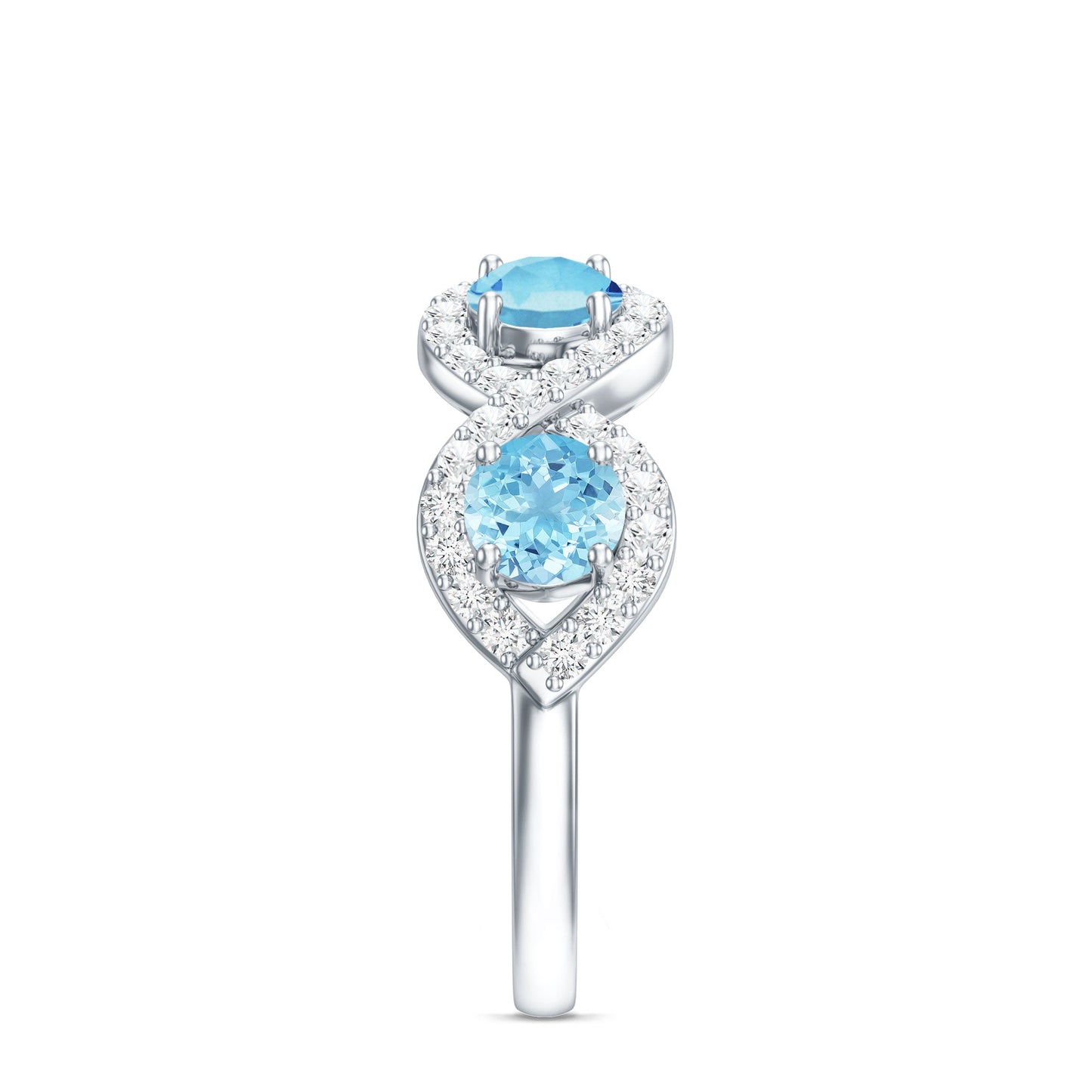 Braided Half Eternity Ring with Aquamarine and Diamond