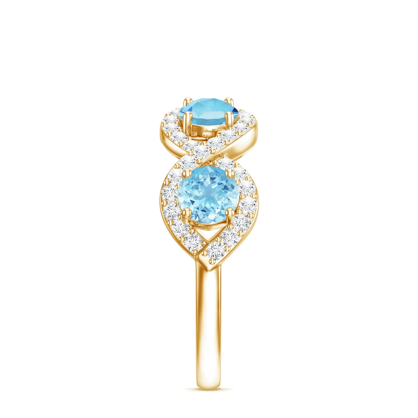 Braided Half Eternity Ring with Aquamarine and Diamond