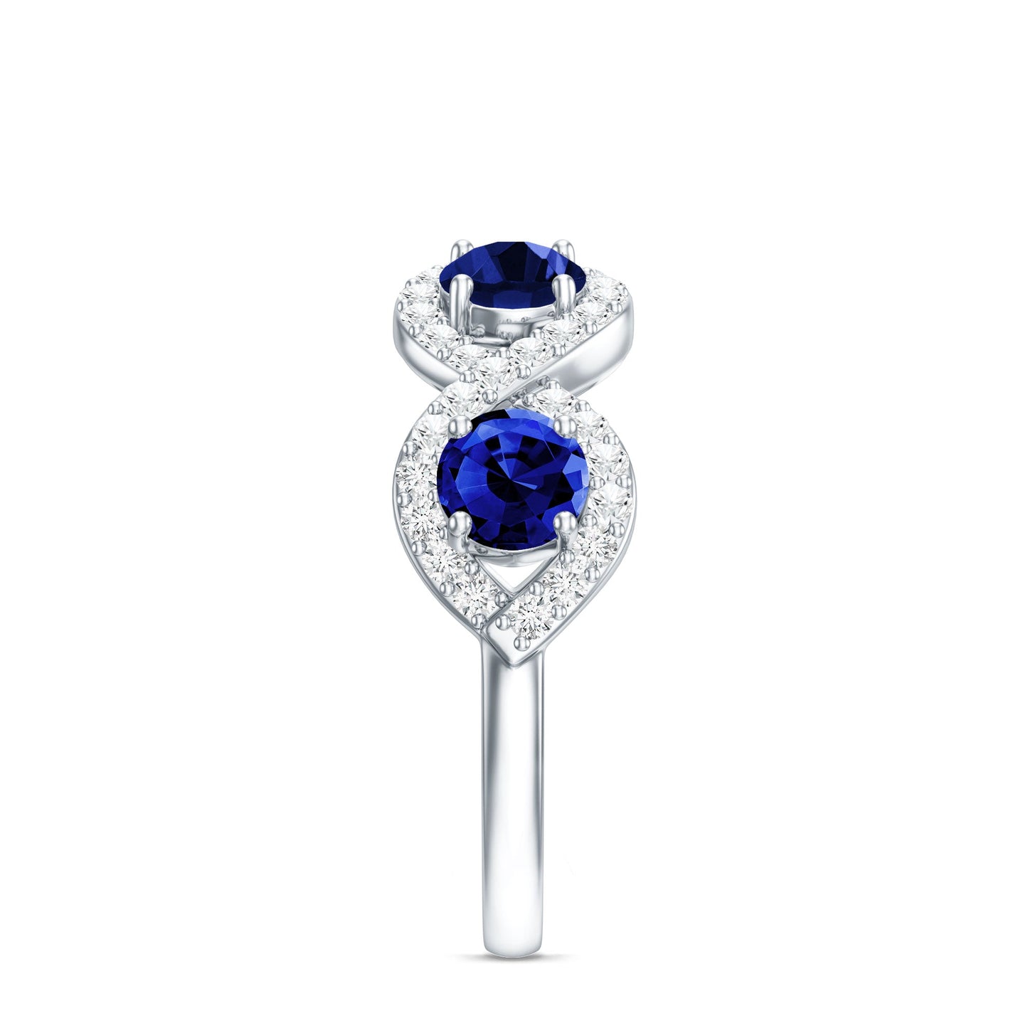 2 CT Lab-Created Blue Sapphire and Diamond Braided Half Eternity Band Ring