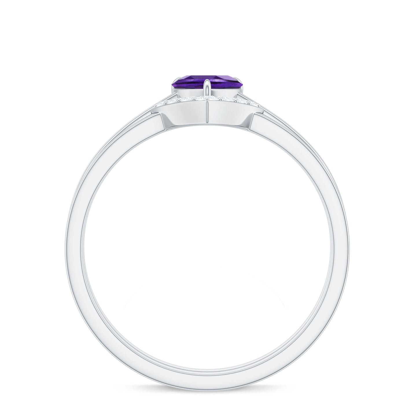 Heart Shape Amethyst and Diamond Ring Set