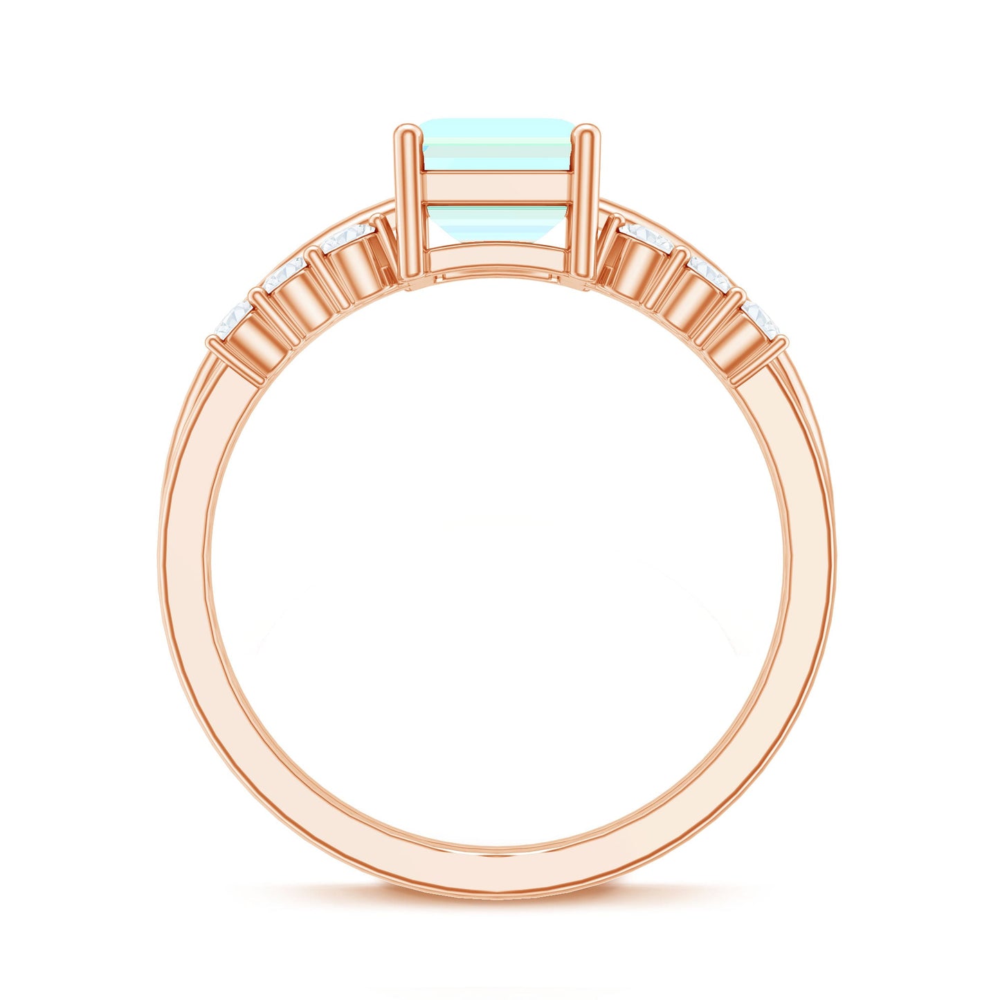 6x8mm Emerald Cut Ethiopian Opal Solitaire Ring Set with Diamond Enhancer