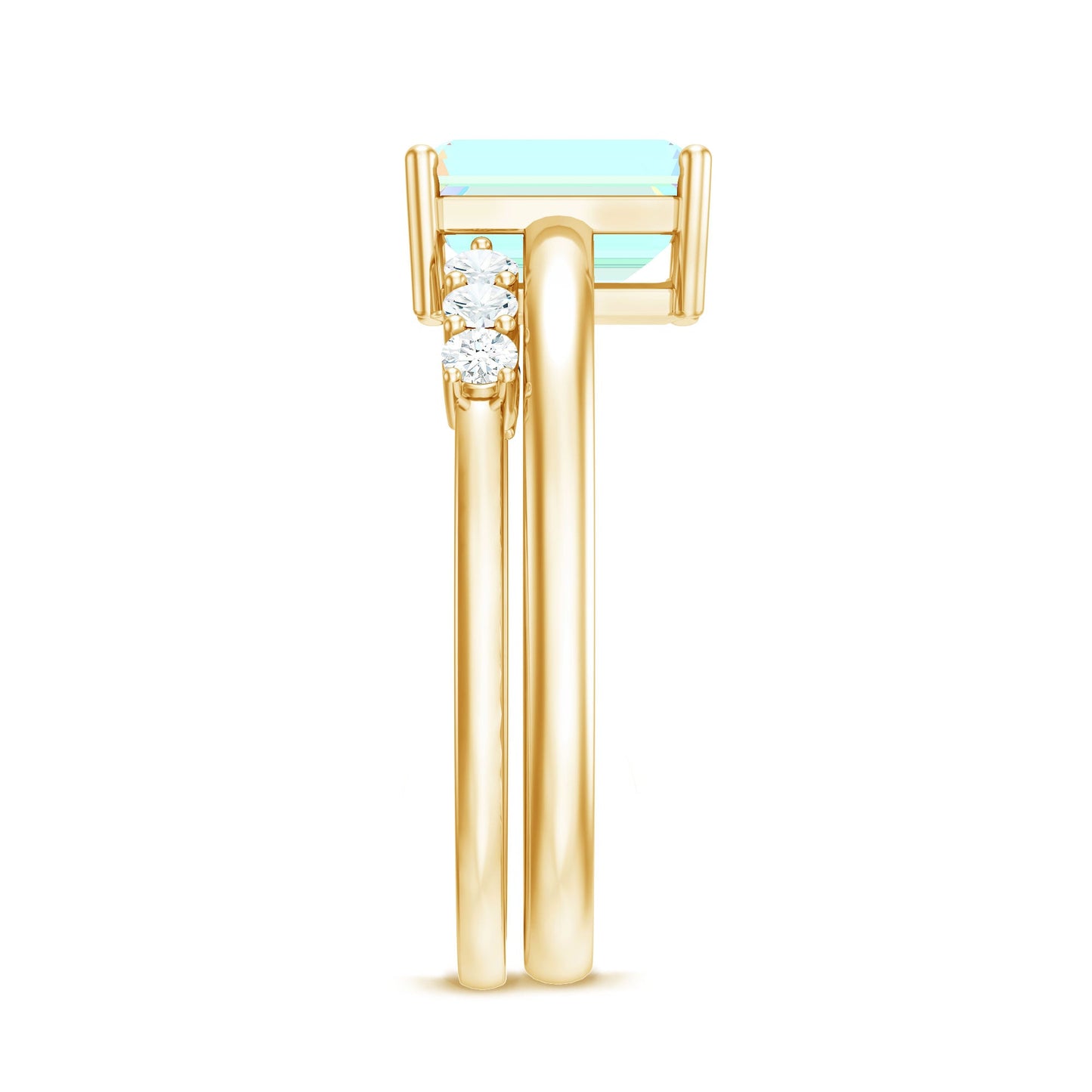 6x8mm Emerald Cut Ethiopian Opal Solitaire Ring Set with Diamond Enhancer