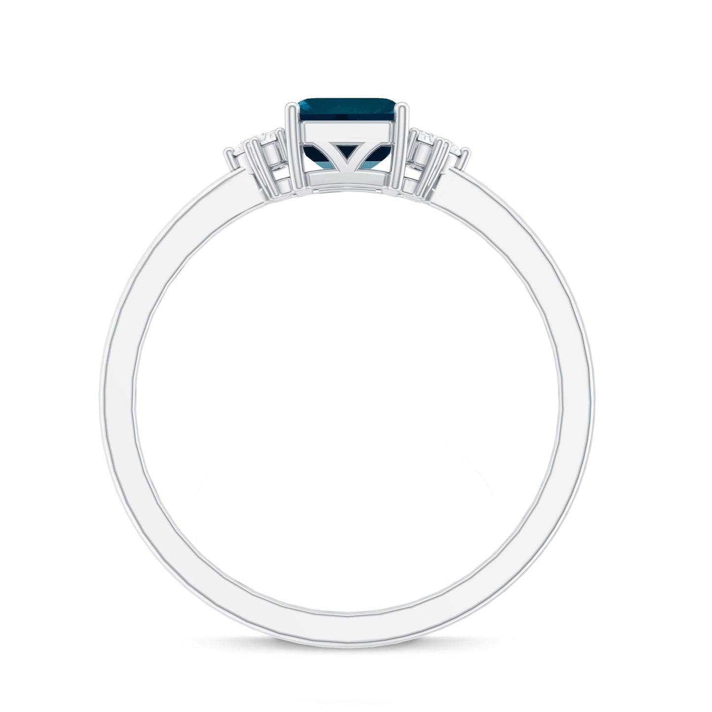 6X8mm Emerald Cut London Blue Topaz Diamond Engagement Ring with Certificate