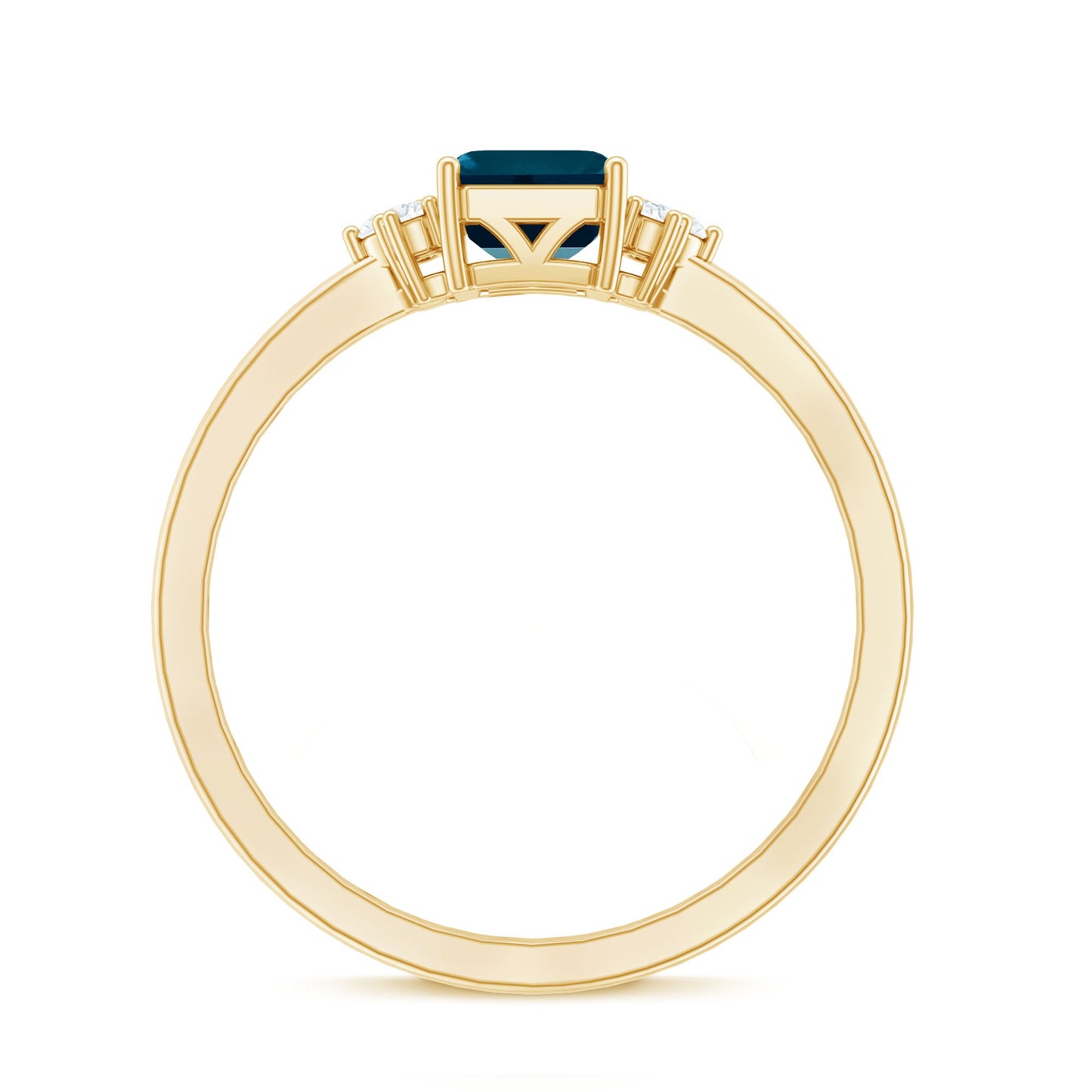 6X8mm Emerald Cut London Blue Topaz Diamond Engagement Ring with Certificate