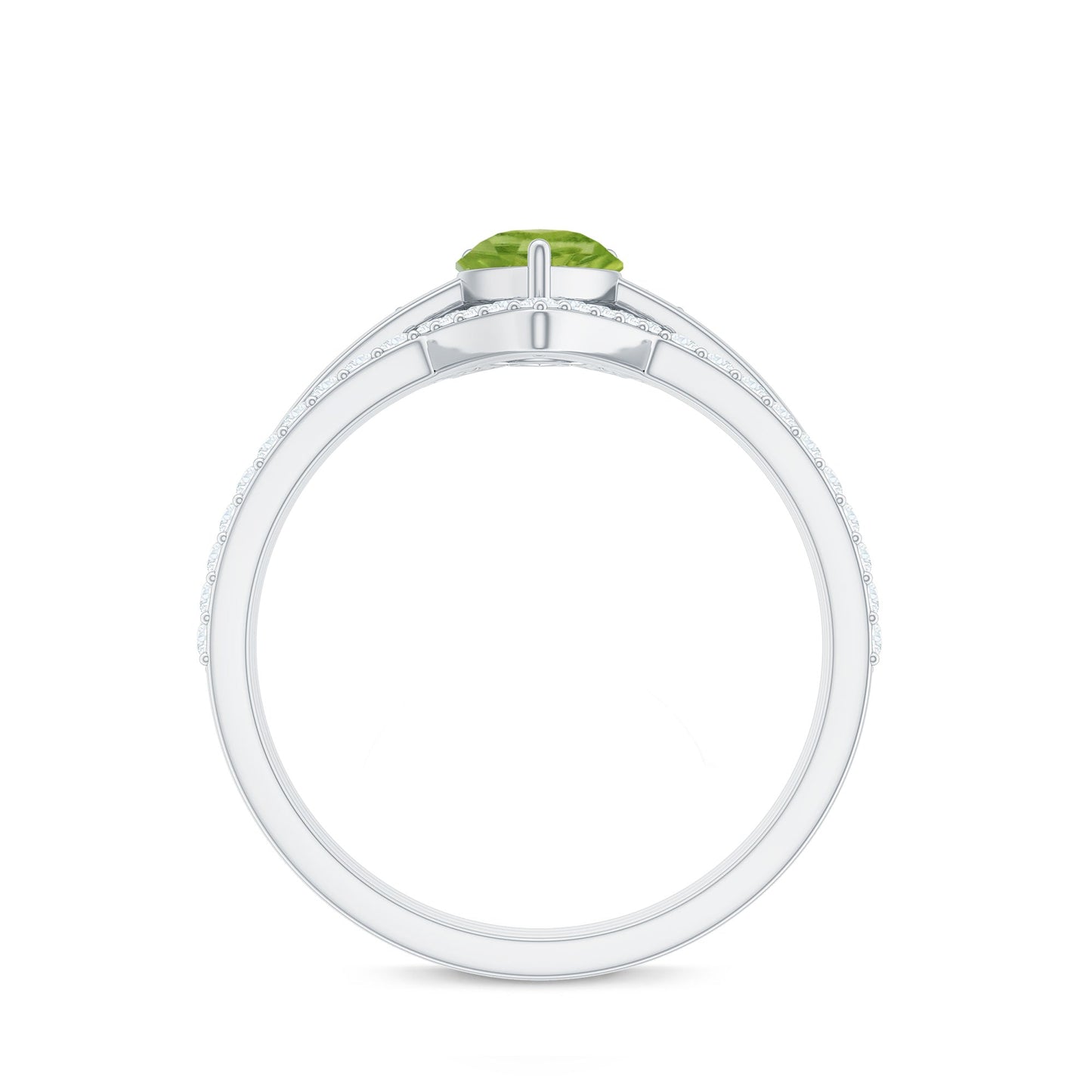 Certified Real 1 Carat Peridot Trio Wedding Ring Set with Moissanite