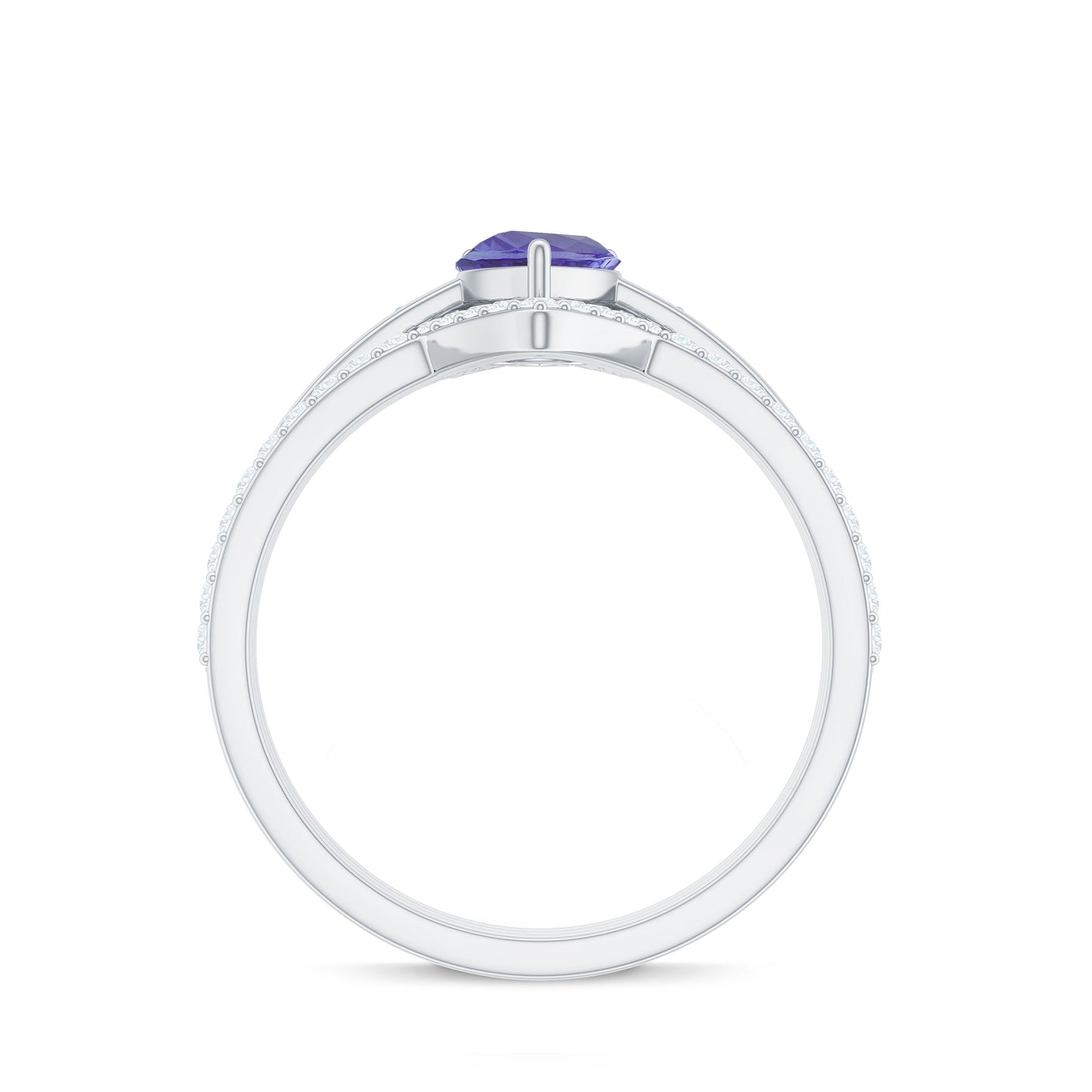 Natural Tanzanite Diamond 3 Piece Wedding Ring Set