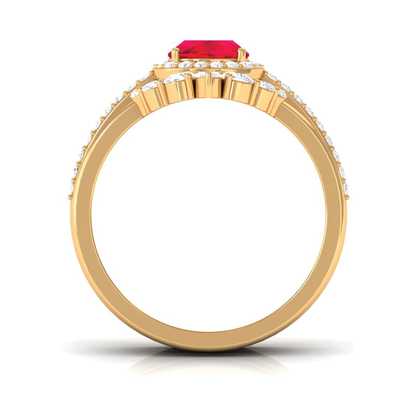 Certified Lab Grown Ruby 3 Piece Bridal Ring Set with Moissanite