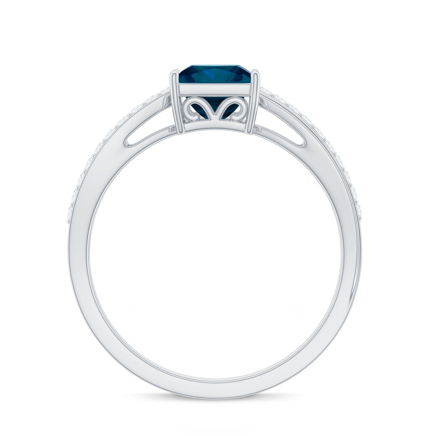 6mm Princess Cut London Blue Topaz Solitaire Engagement Ring with Certificate