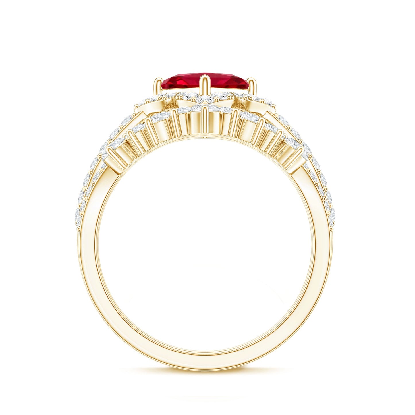 3.25 CT Designer Created Ruby and Moissanite Wedding Ring Set