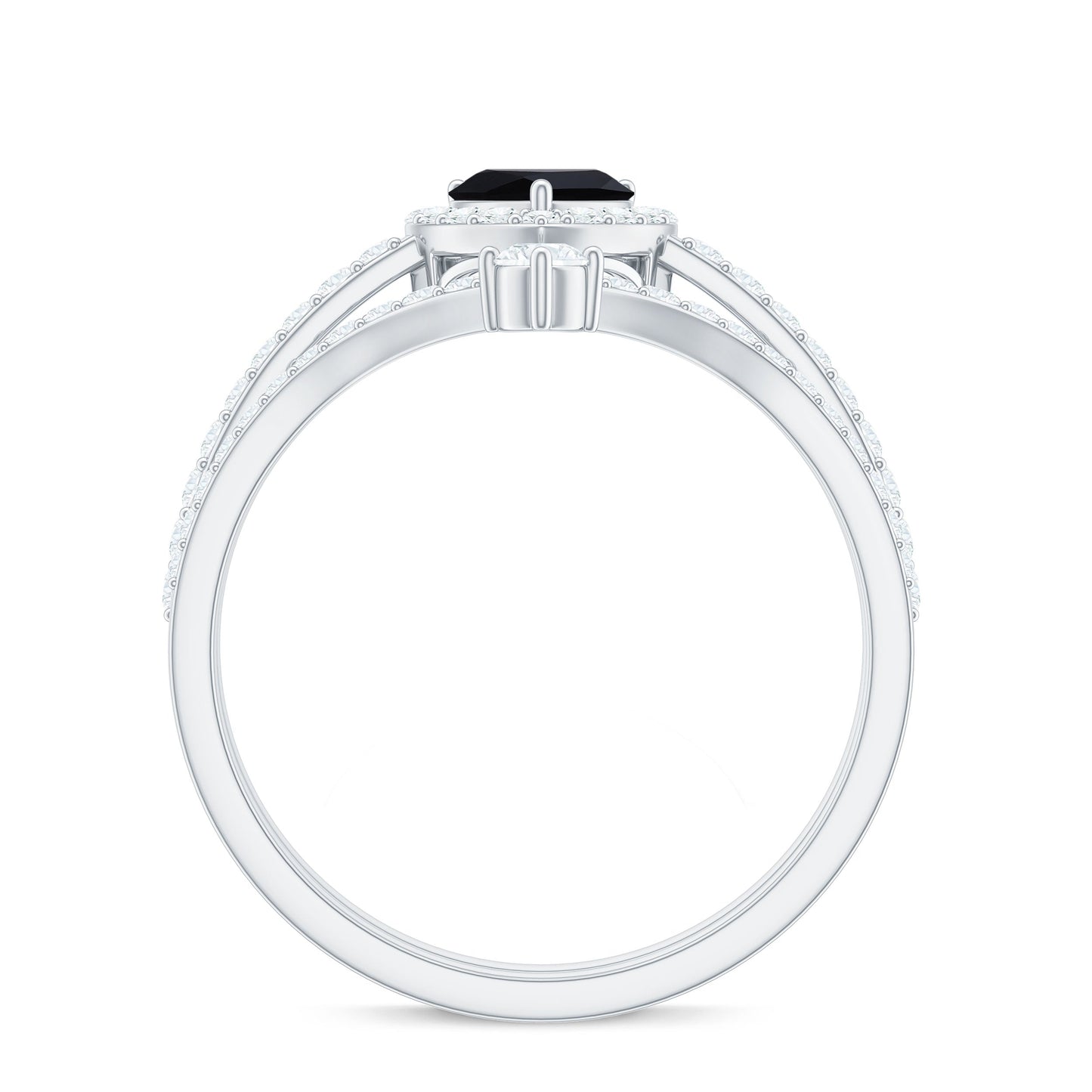 Created Black Diamond Heart Engagement Ring Set with Diamond