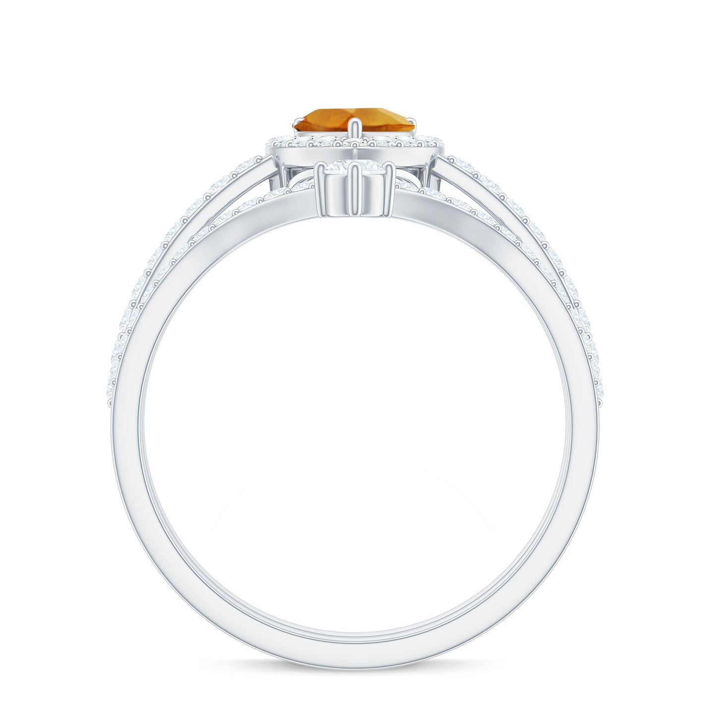 Certified Real Citrine Heart Shape Engagement Ring with Enhancer
