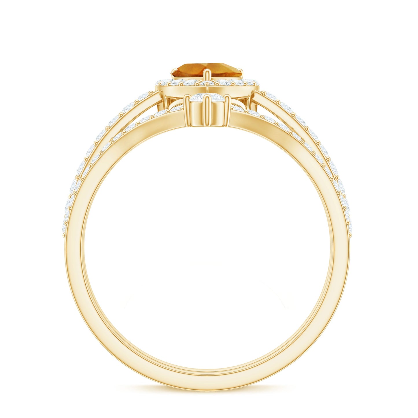 Certified Real Citrine Heart Shape Engagement Ring with Enhancer