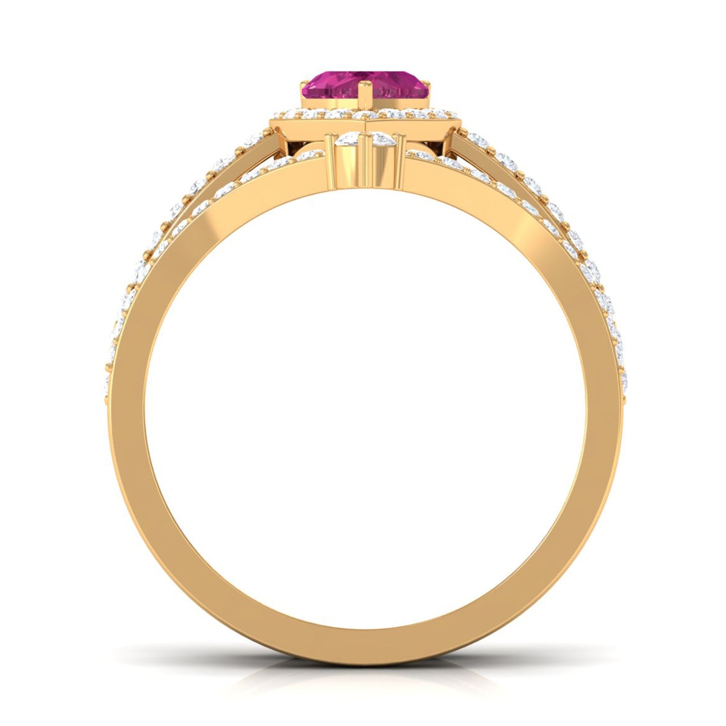 Genuine Pink Tourmaline Ring Set with Moissanite