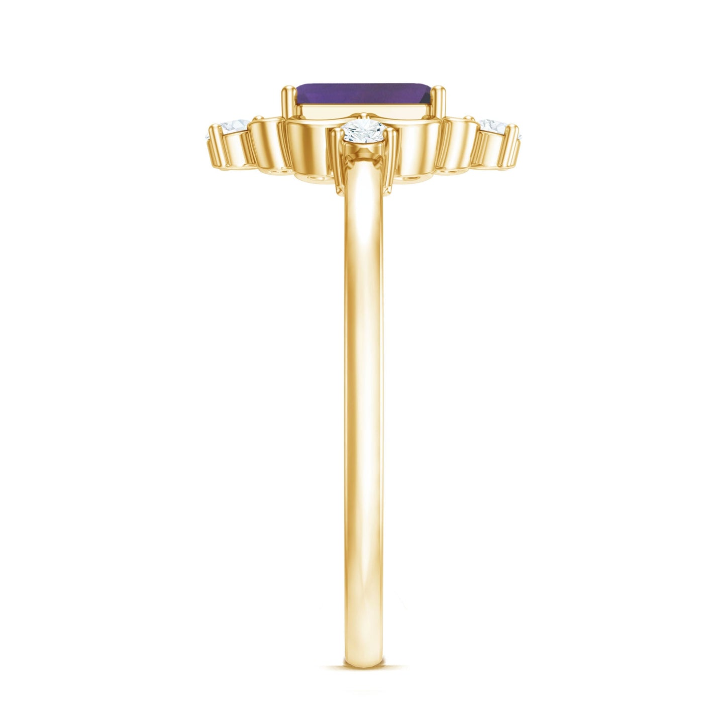 Vintage Inspired Amethyst Solitaire Ring with Diamond