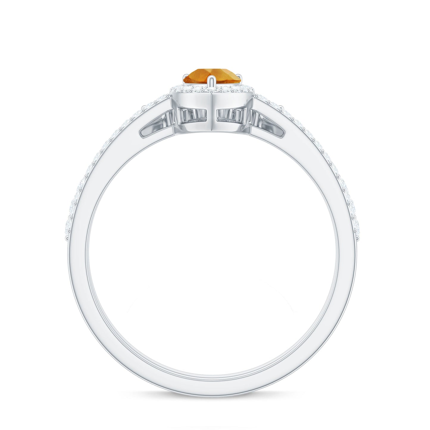 Natural Citrine Teardrop Engagement Ring with Wedding Band