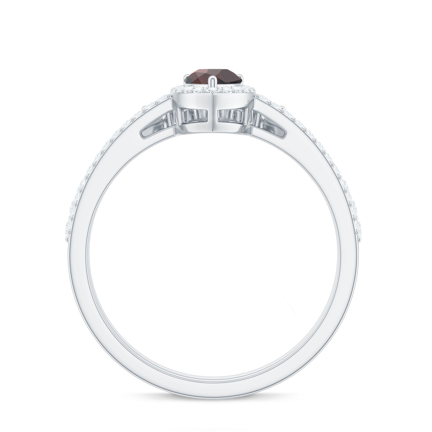 Natural 5X7mm Pear Shape Garnet Diamond Wedding Engagement Ring Set