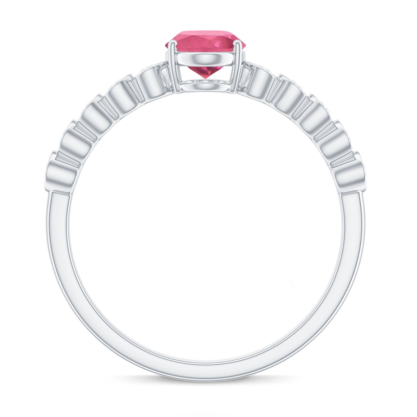 1.5 CT Oval Pink Tourmaline Solitaire Engagement Ring with Diamond