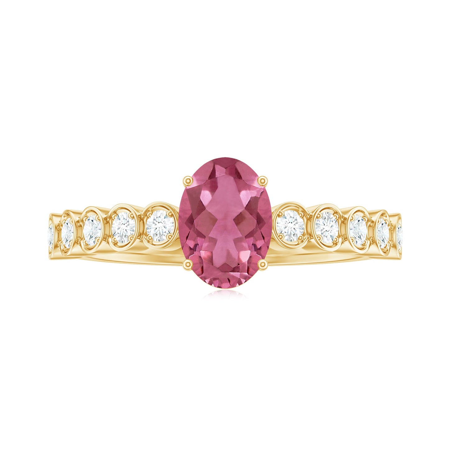 1.5 CT Oval Pink Tourmaline Solitaire Engagement Ring with Diamond