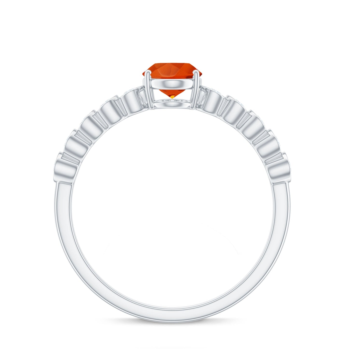 1 CT Oval Fire Opal Solitaire Engagement Ring with Diamond