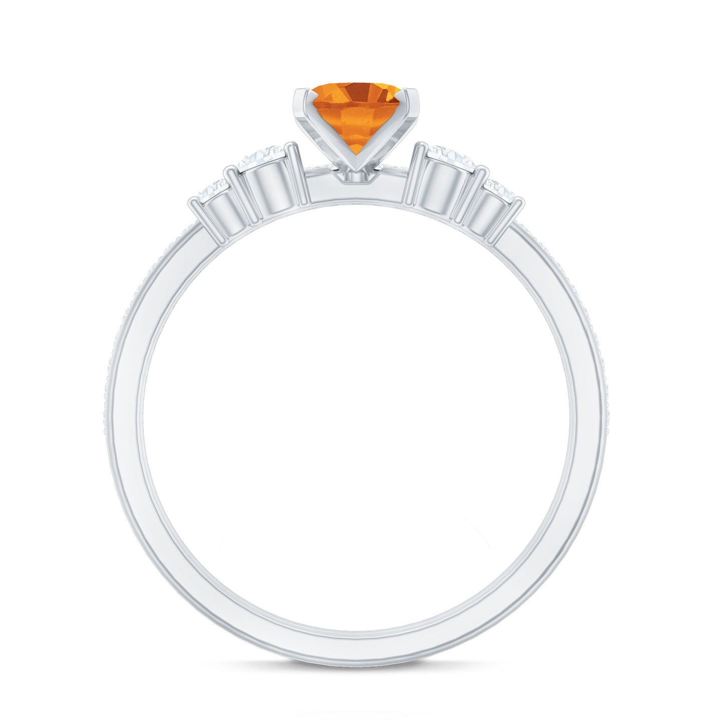 Natural Oval Citrine Diamond Wedding Bridal Ring Set of 2