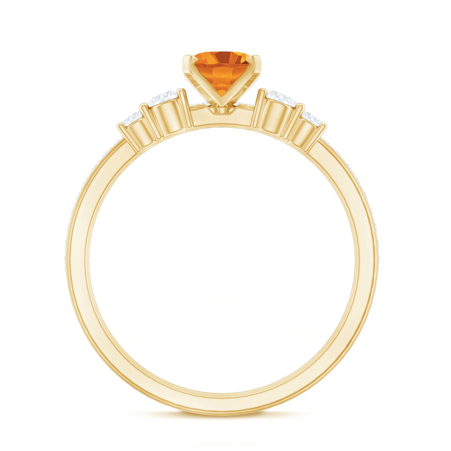 Natural Oval Citrine Diamond Wedding Bridal Ring Set of 2