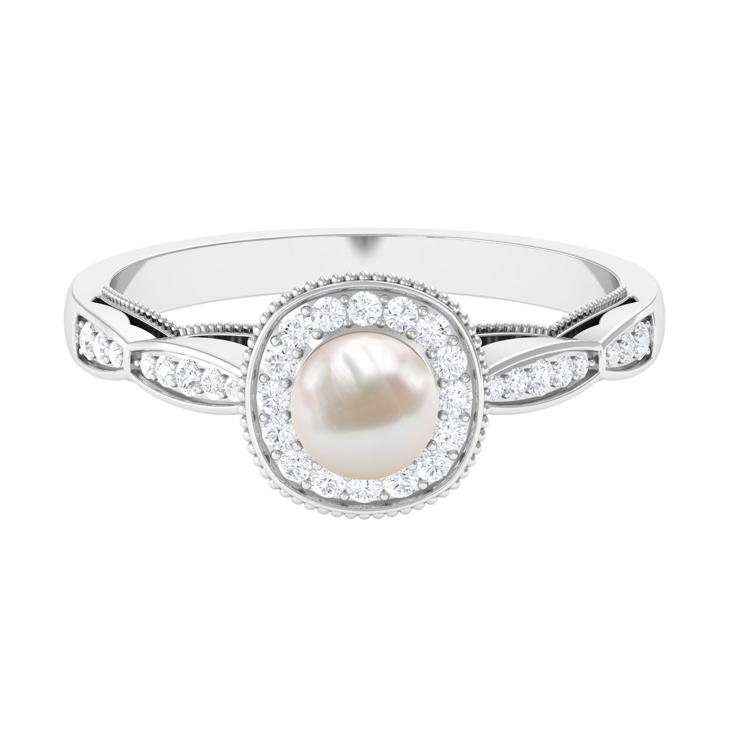 2.25 CT Freshwater Pearl and Diamond Engagement Ring