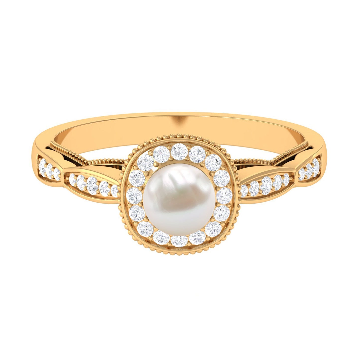 2.25 CT Freshwater Pearl and Diamond Engagement Ring
