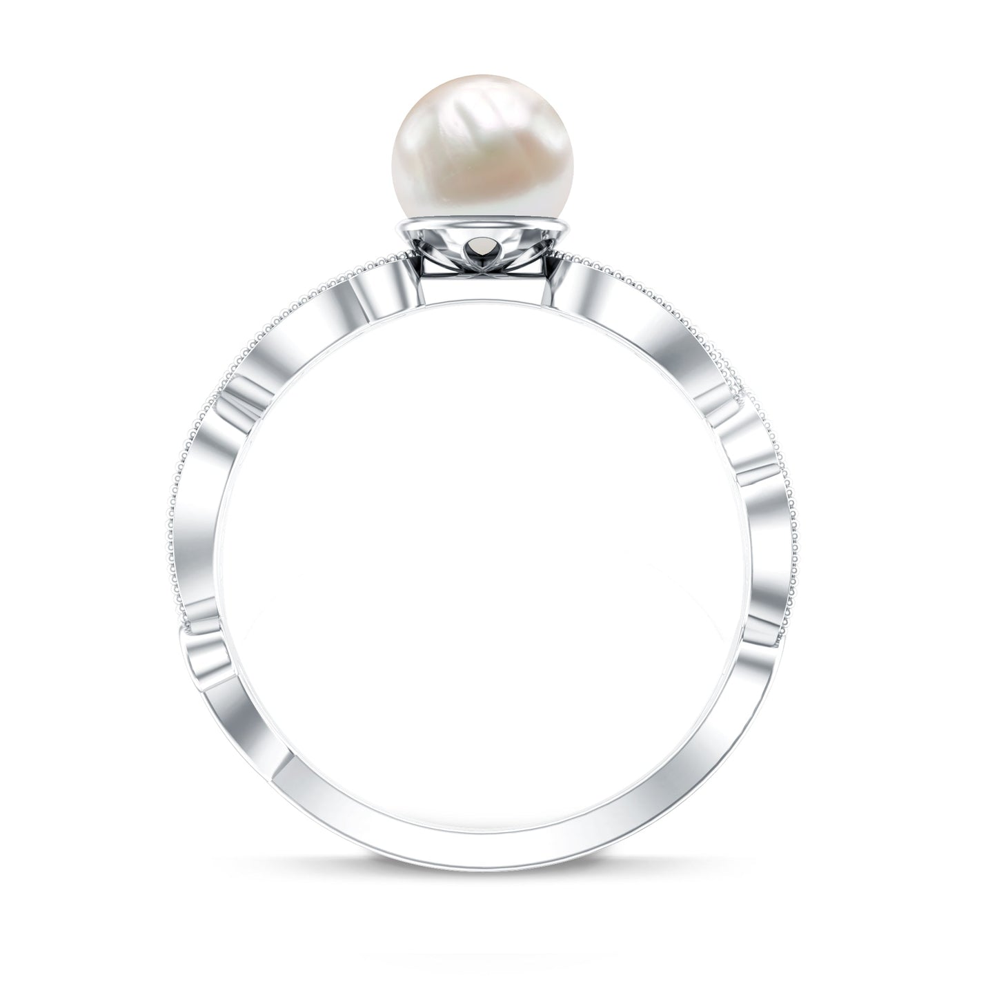 2 Carat Freshwater Pearl Vintage Looking Engagement Ring with Diamond