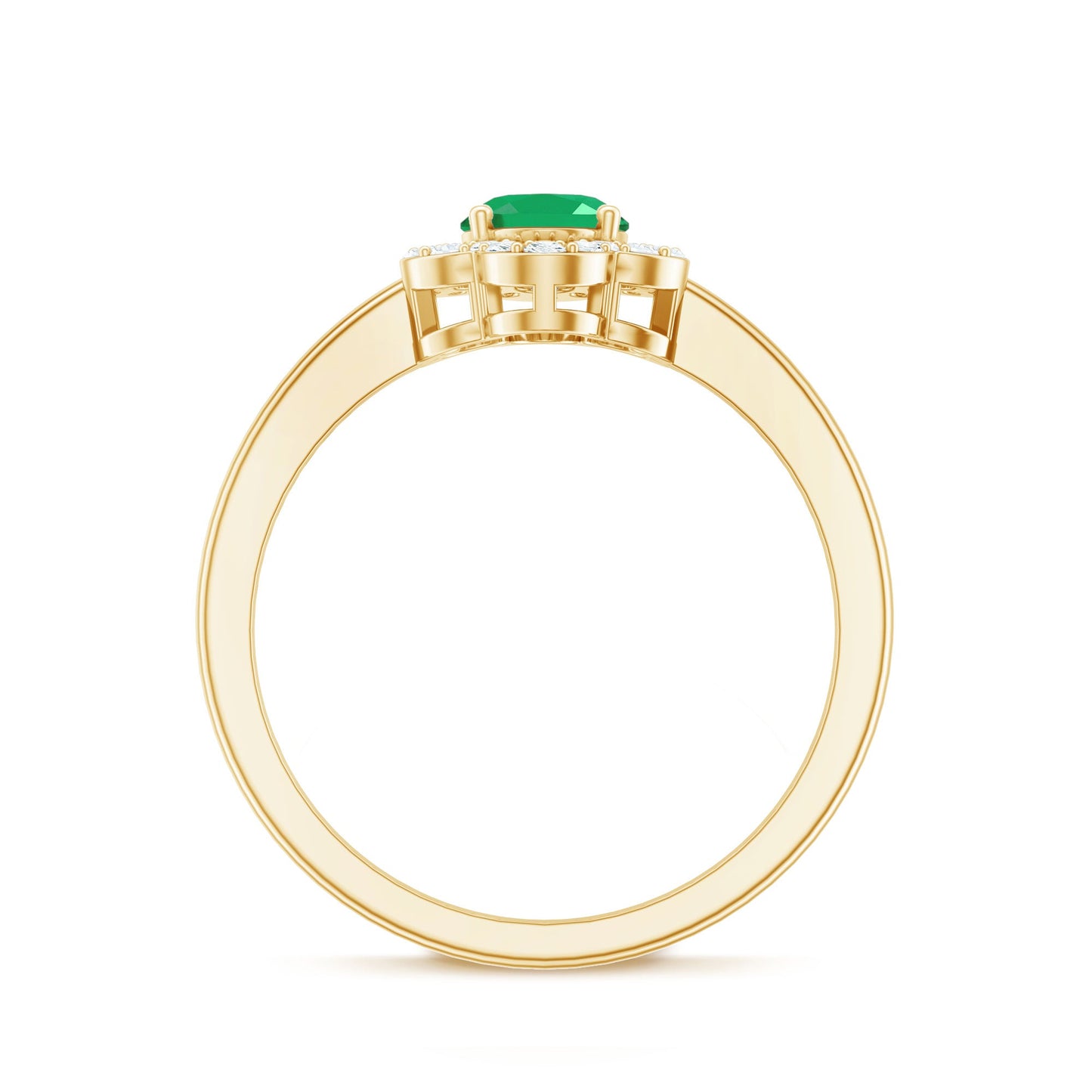 Natural 5X7mm Oval Emerald Engagement Ring with Diamond