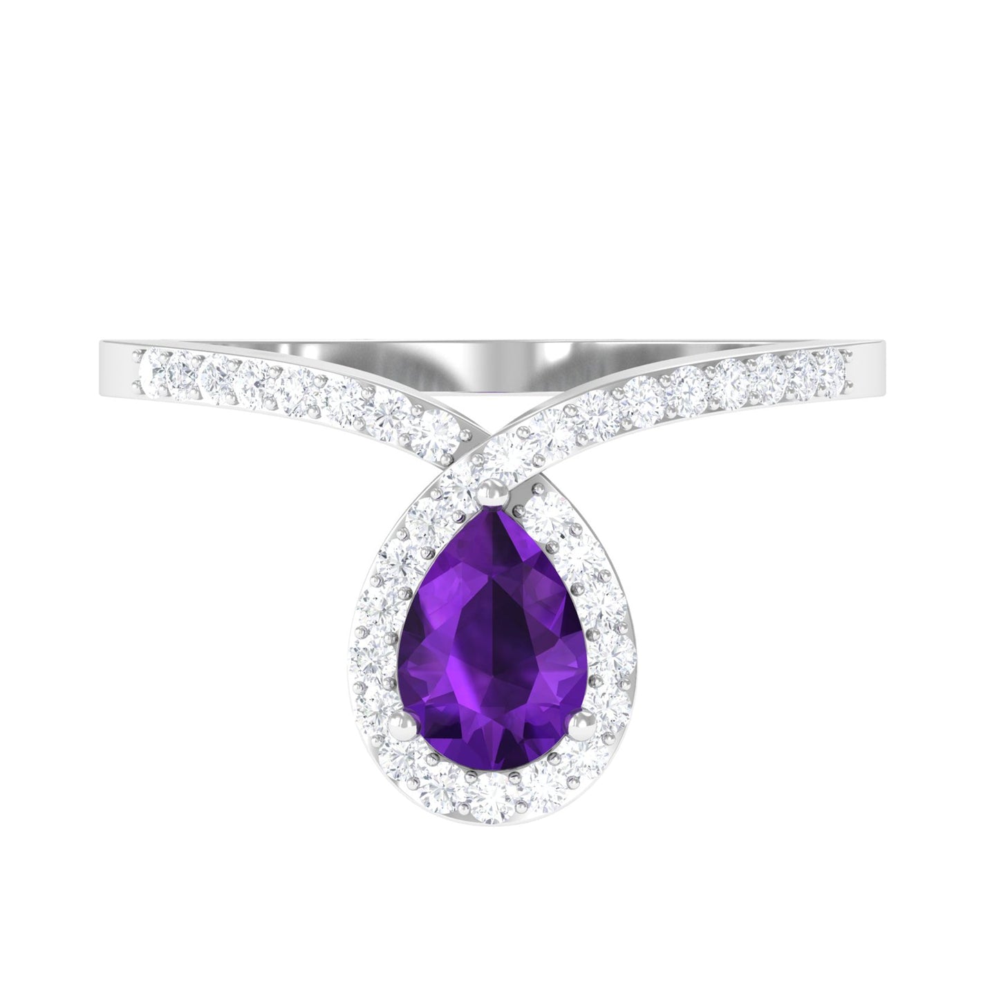 Designer Amethyst Teardrop Engagement Ring with Diamond