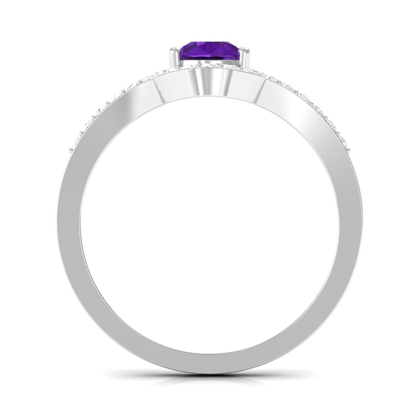 Designer Amethyst Teardrop Engagement Ring with Diamond