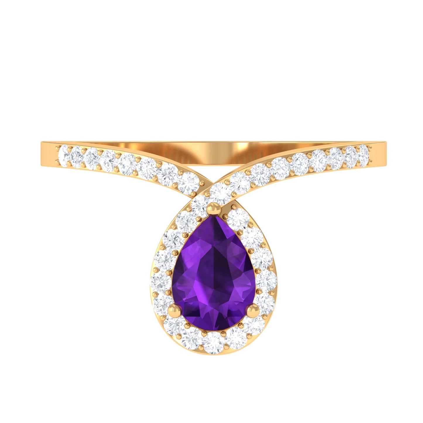 Designer Amethyst Teardrop Engagement Ring with Diamond