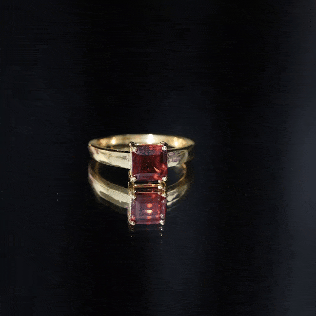 Real 8mm Garnet Asscher Cut Engagement Ring with Certificate