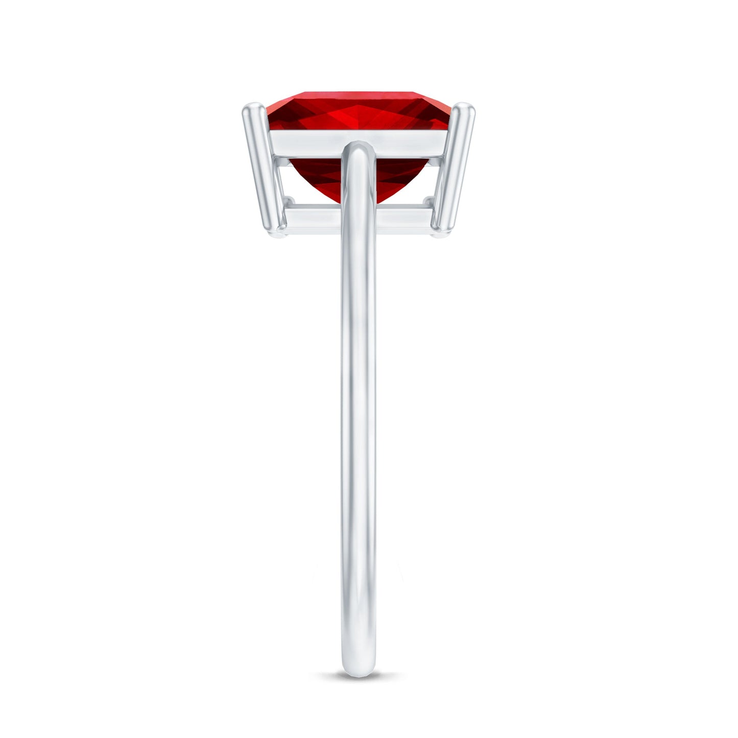 8.00 MM Princess Cut Created Ruby Solitaire Ring