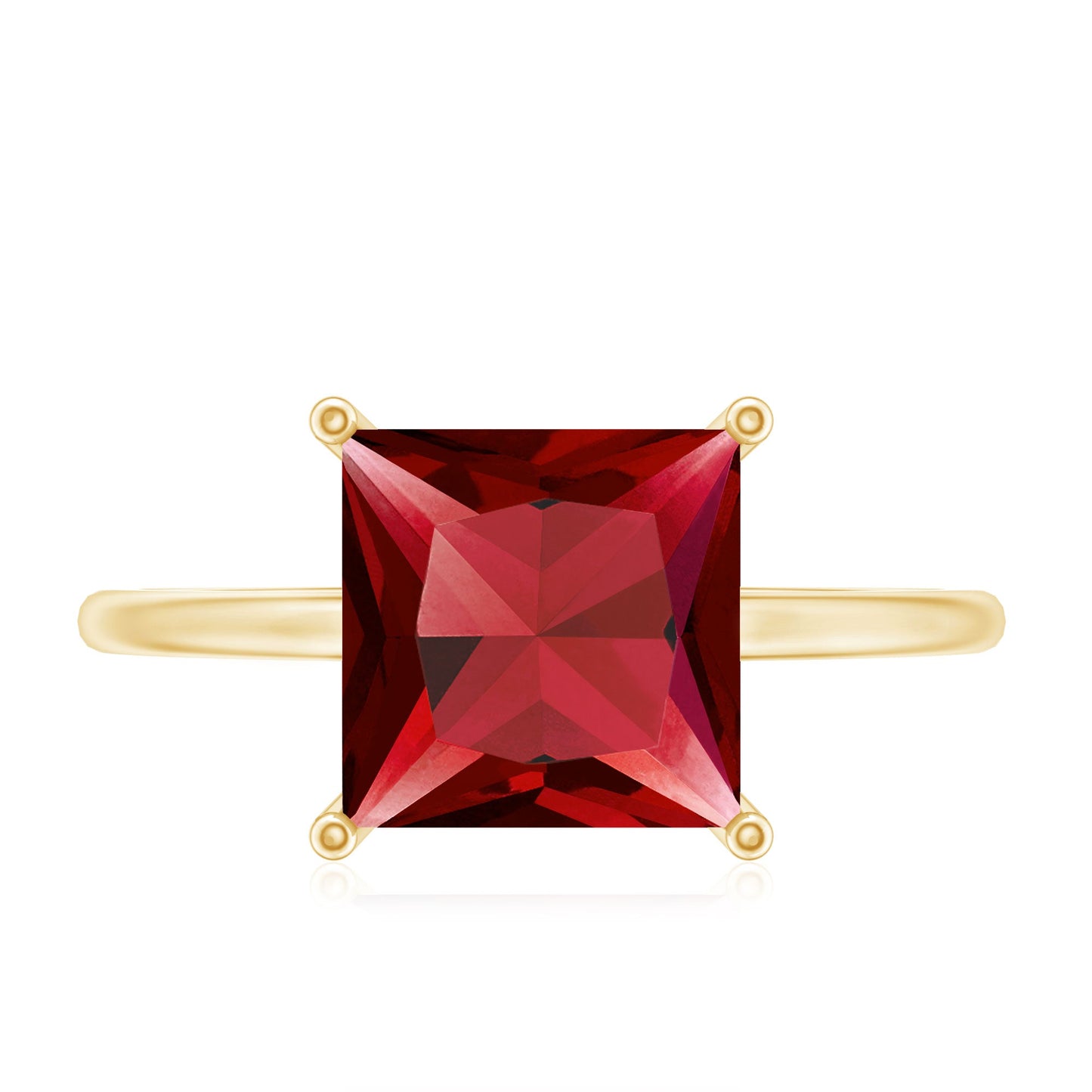 8.00 MM Princess Cut Created Ruby Solitaire Ring