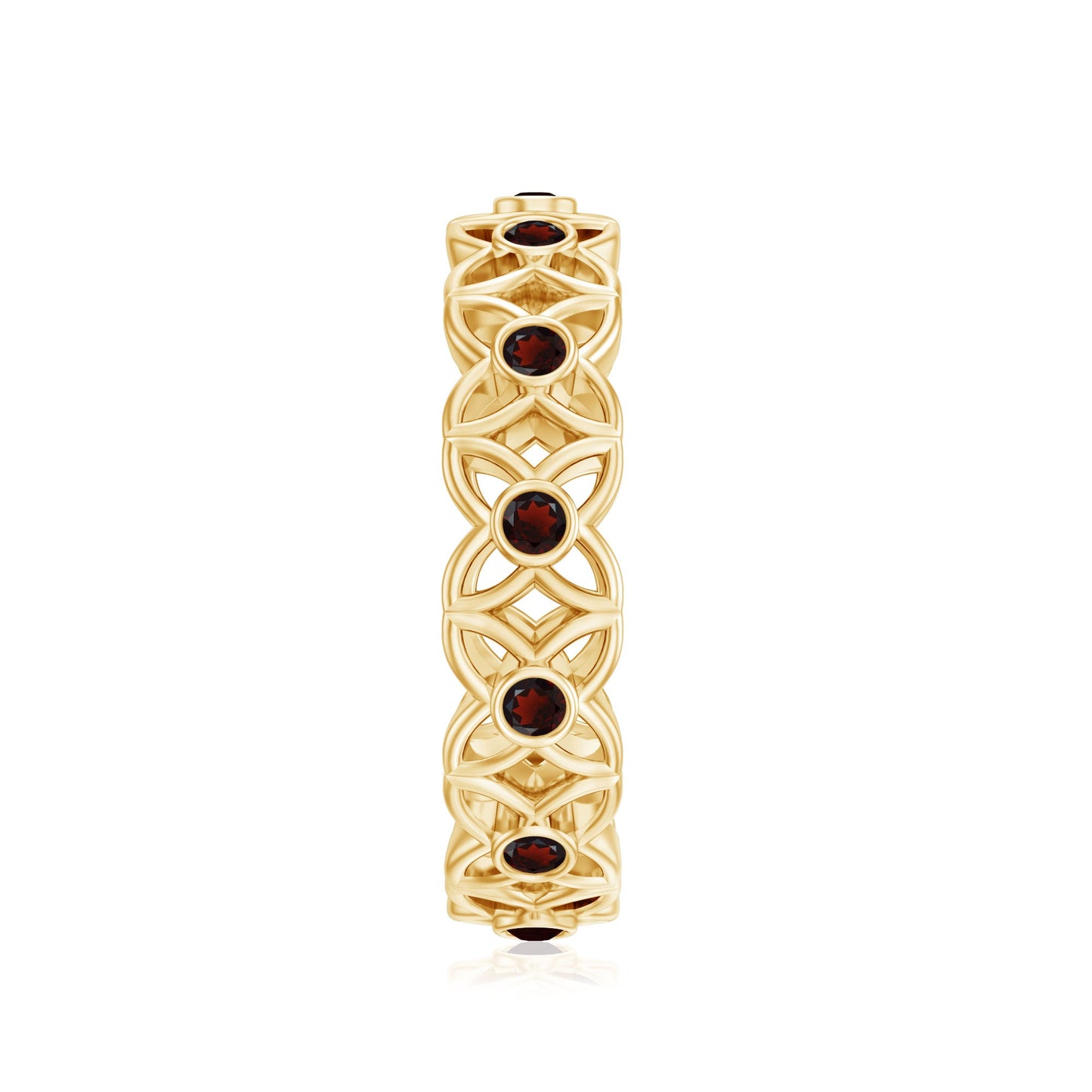 Certified Natural Garnet Flower Wedding Band