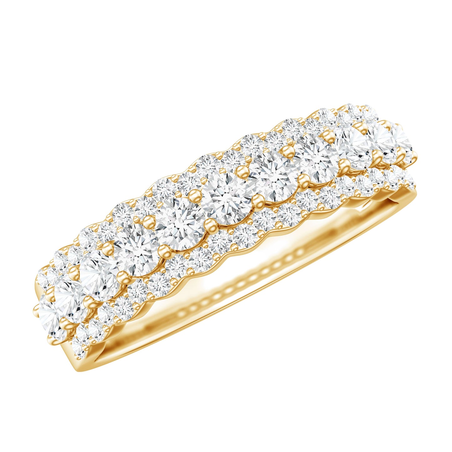 Classic Moissanite Half Eternity Wedding Band Ring