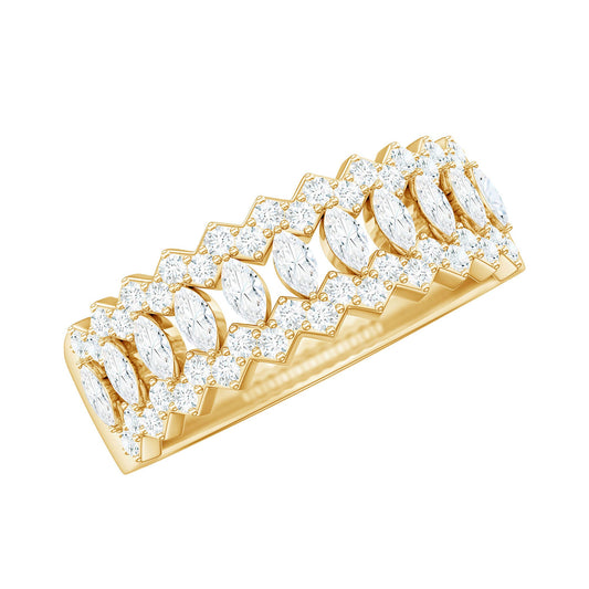 Certified Moissanite Designer Half Eternity Band Ring