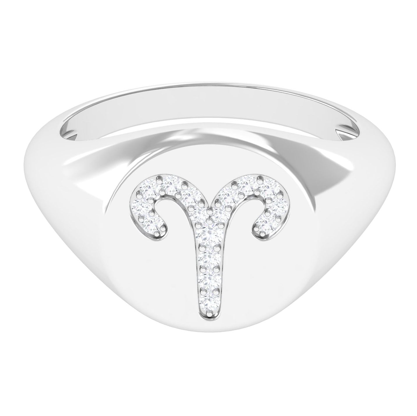 Cubic Zirconia Aries Zodiac Signet Ring