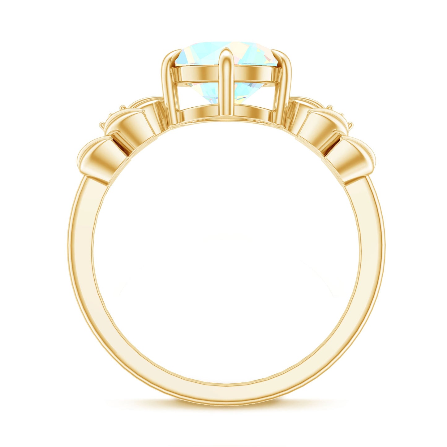 Nature Inspired 8mm Ethiopian Opal Diamond Engagement Ring