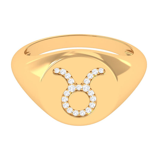 Certified Zircon Taurus Zodiac Signet Ring