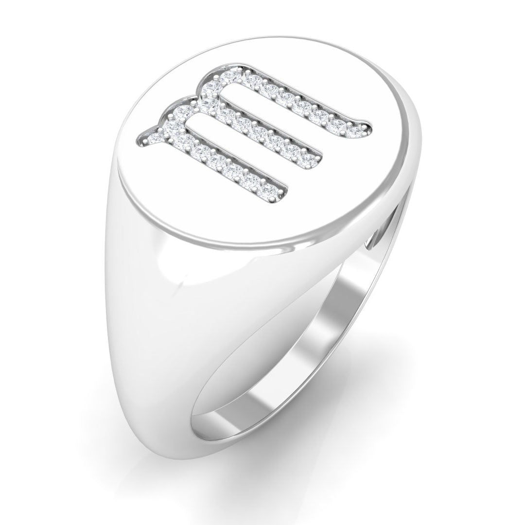 Cubic Zirconia Unisex Scorpio Zodiac Signet Ring