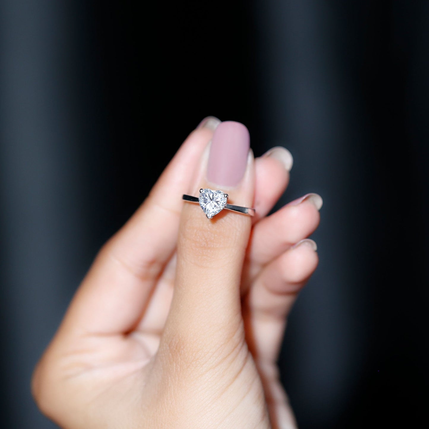 Certified 7 MM Moissanite Heart Ring For Women
